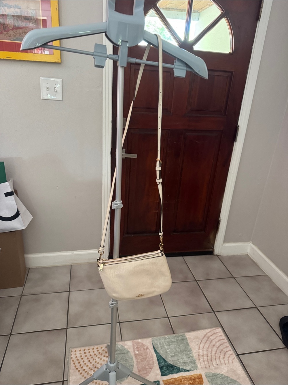 Coach Small Pebbled Leather Crossbody in Cream